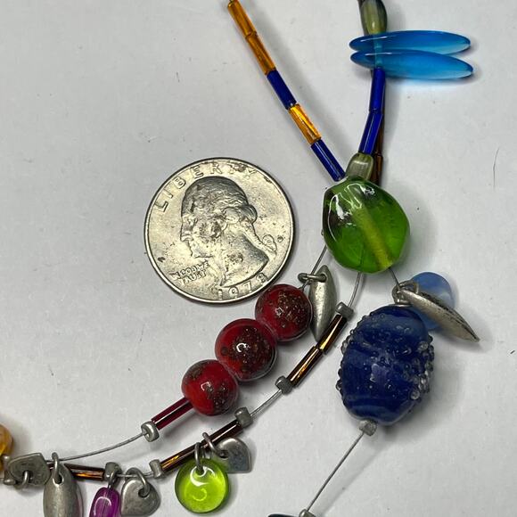Chico's multi colored bohemian necklace signed costume jewelry blue green beads - Picture 15 of 15